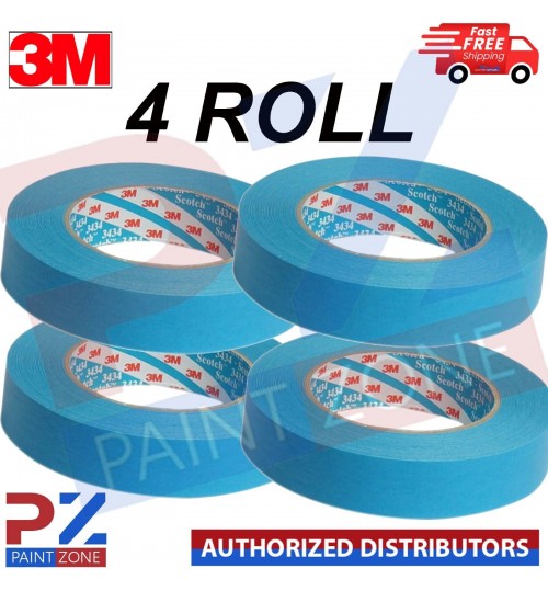 3M 3434 4 ROLL Blue MASKING TAPE 07895 Water & Solvent Resistant 18MM X 50M